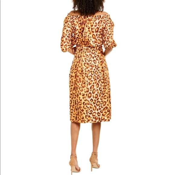 KATE SPADE Leopard Cheetah Panther Puff Sleeve Midi Dress Women - Picture 2 of 12